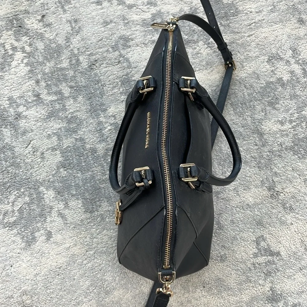 MICHAEL Michael Kors Ciara Saffiano Leather 2 Way Shoulder Bag Purse Black